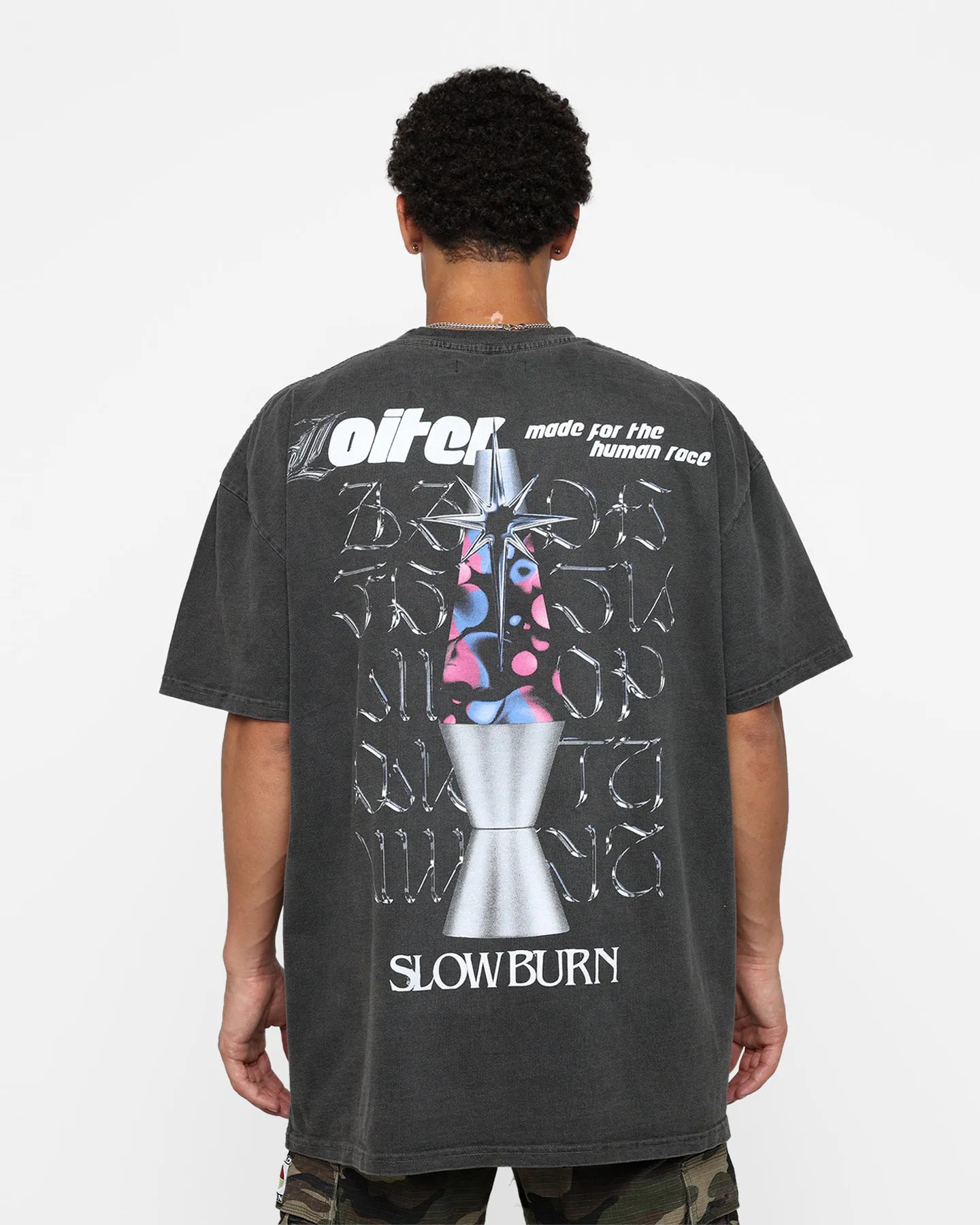 Loiter Slow Burn T-Shirt Vintage Black Stylish