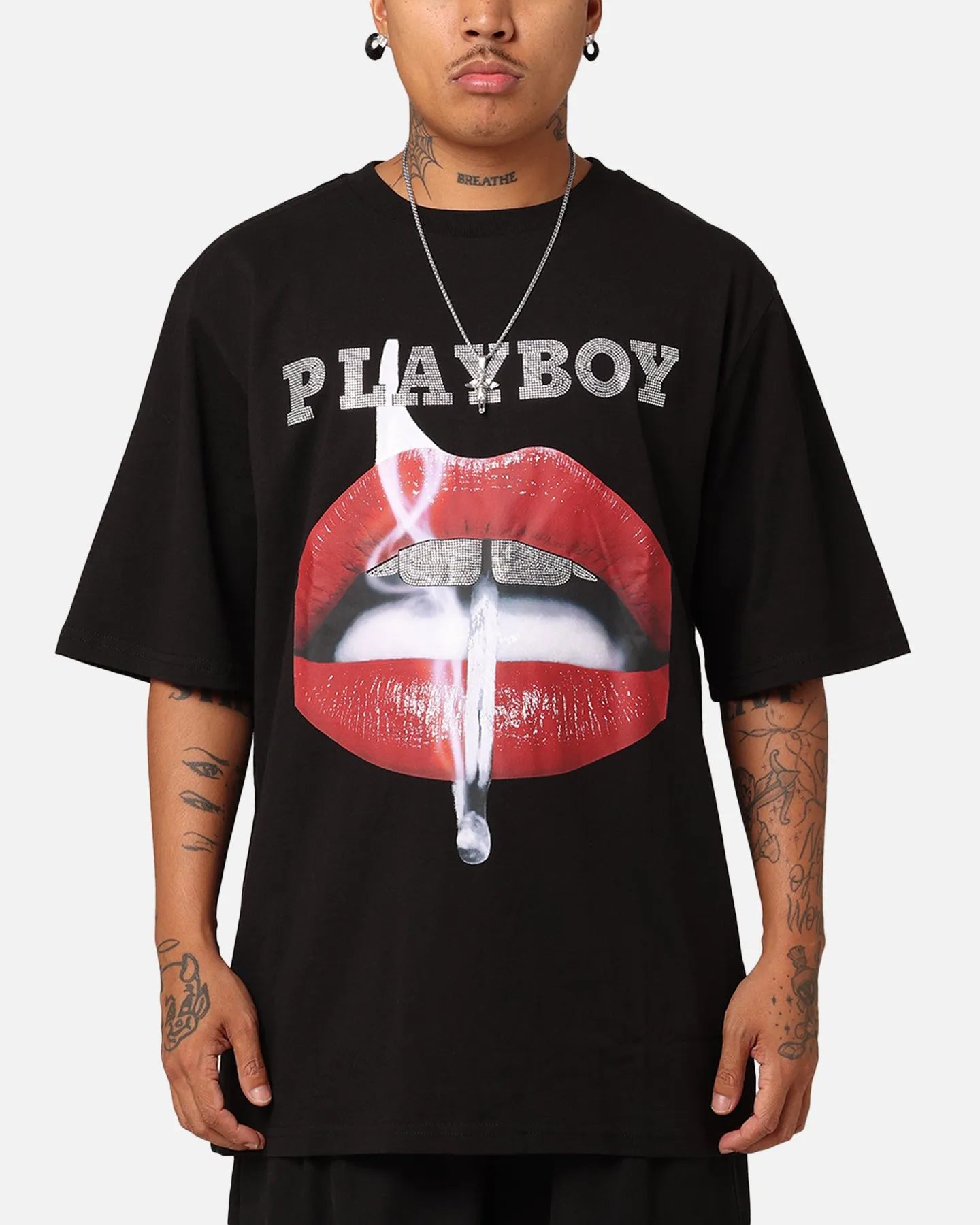 Playboy Diamant?? Lips T-Shirt Black Versatile Comfort Wear