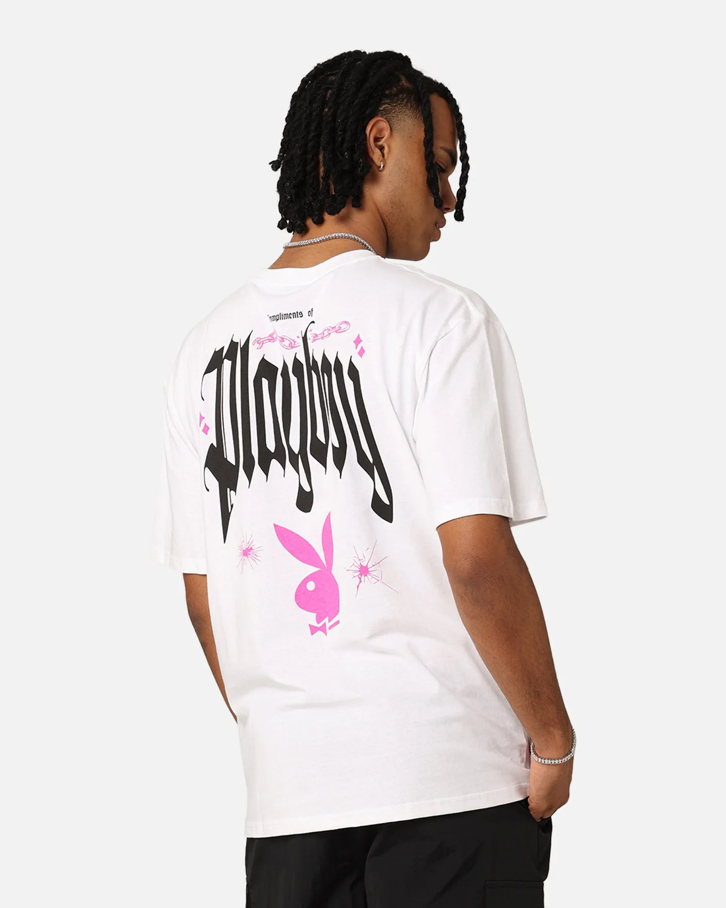 Retro nostalgia Spring Wear Playboy Card T-Shirt White