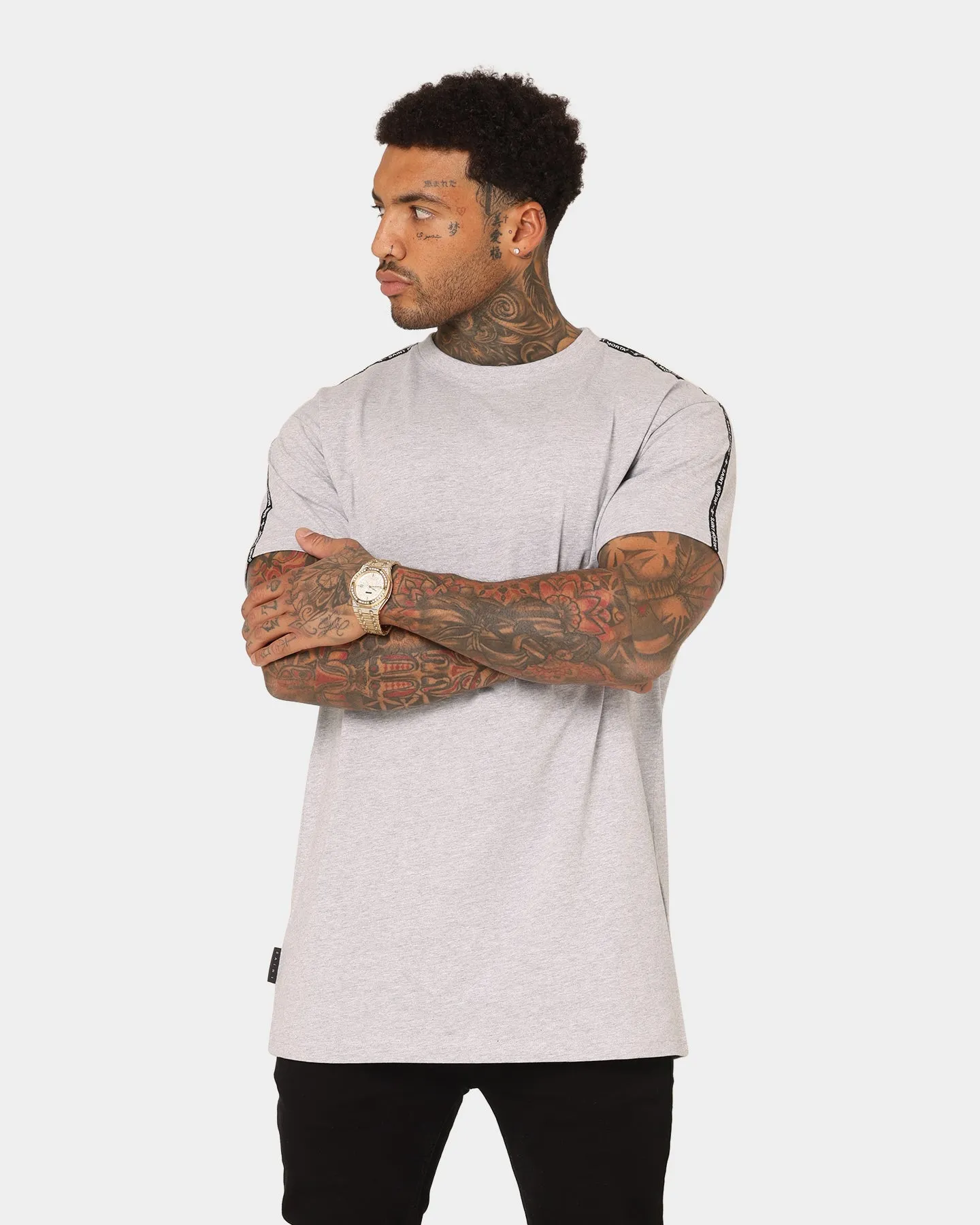 Raw Edge Hem Saint Morta Rev Lafayette T-Shirt Grey/Black
