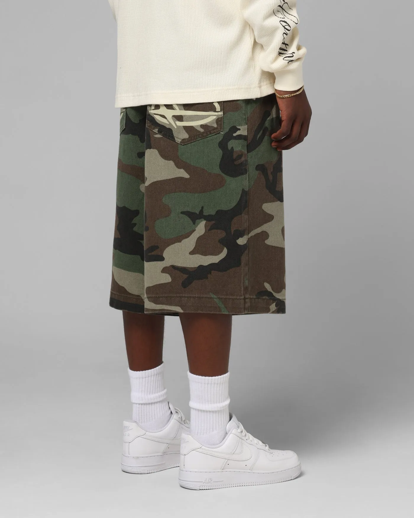 Casual Wearable Quick Comfort Loiter 3 Quarter Shorts Woodland Camo