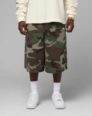 Tapered leg Cozy Essentials Loiter 3 Quarter Shorts Woodland Camo