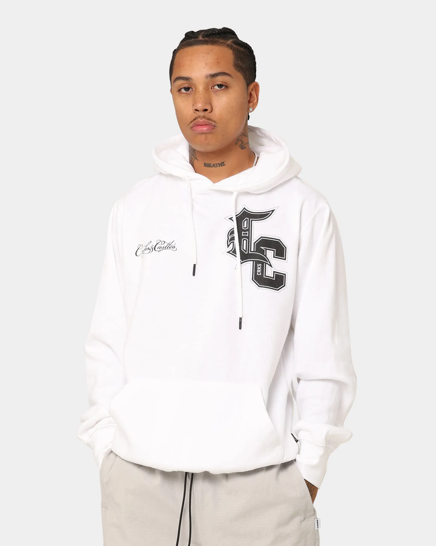 Crooks & Castles Varsity Of Old Hoodie White Unisex Design