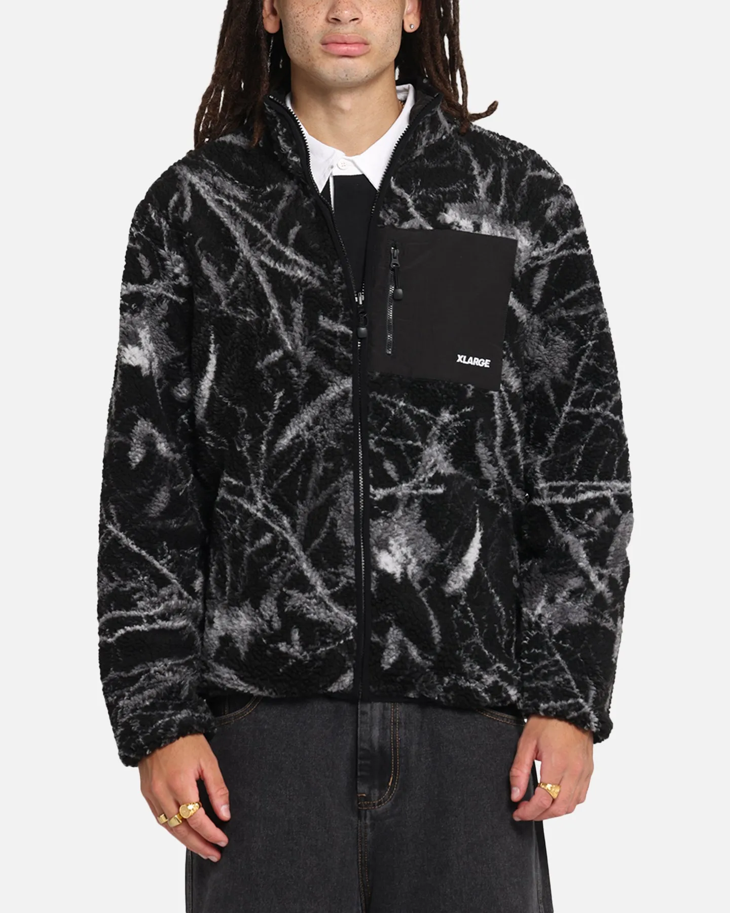 Contacts X-Large Camo Reversible Sherpa Jacket Black