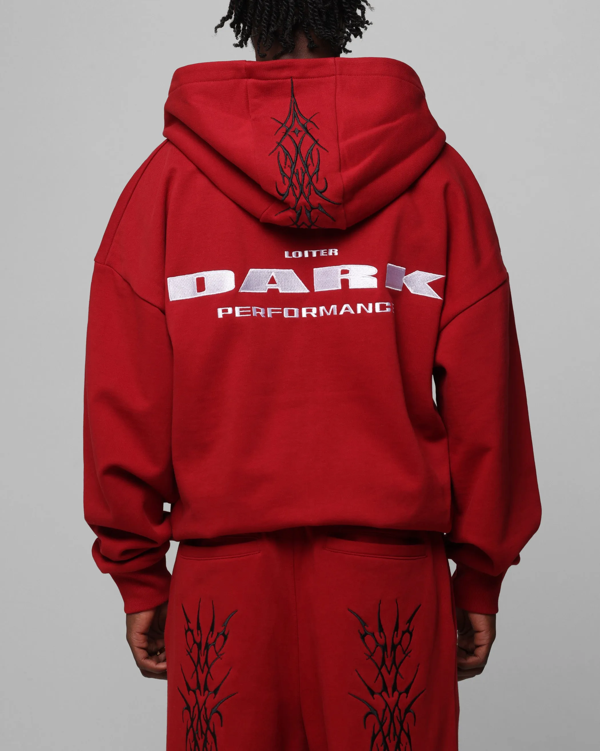 Minimalist Trim Trendy Style Loiter Blood Born Zip Hoodie Burgandy