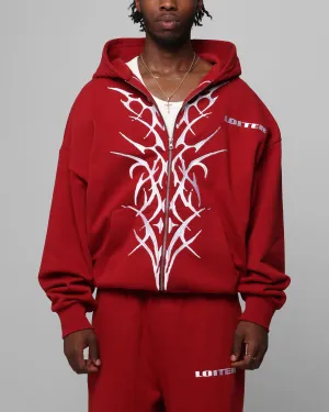 Loiter Blood Born Zip Hoodie Burgandy Cozy Wear