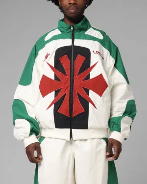 Quilted Panels Loiter Club Classic Track Jacket White/Green