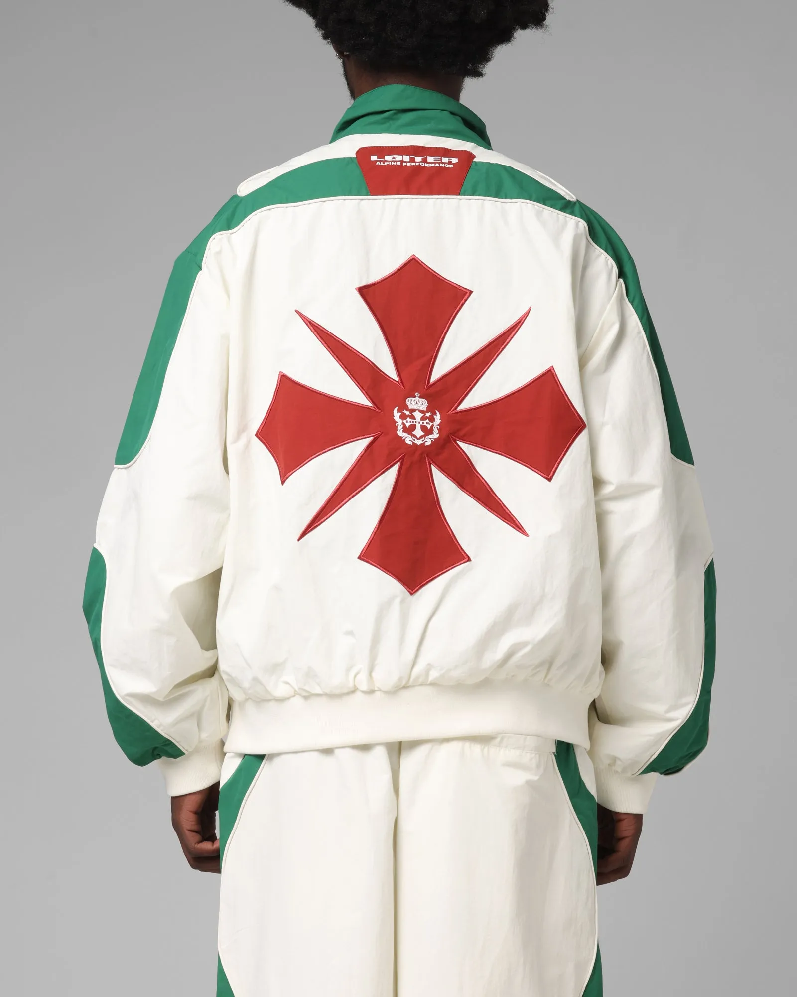 suitable for gift giving Sustainable Loiter Club Classic Track Jacket White/Green