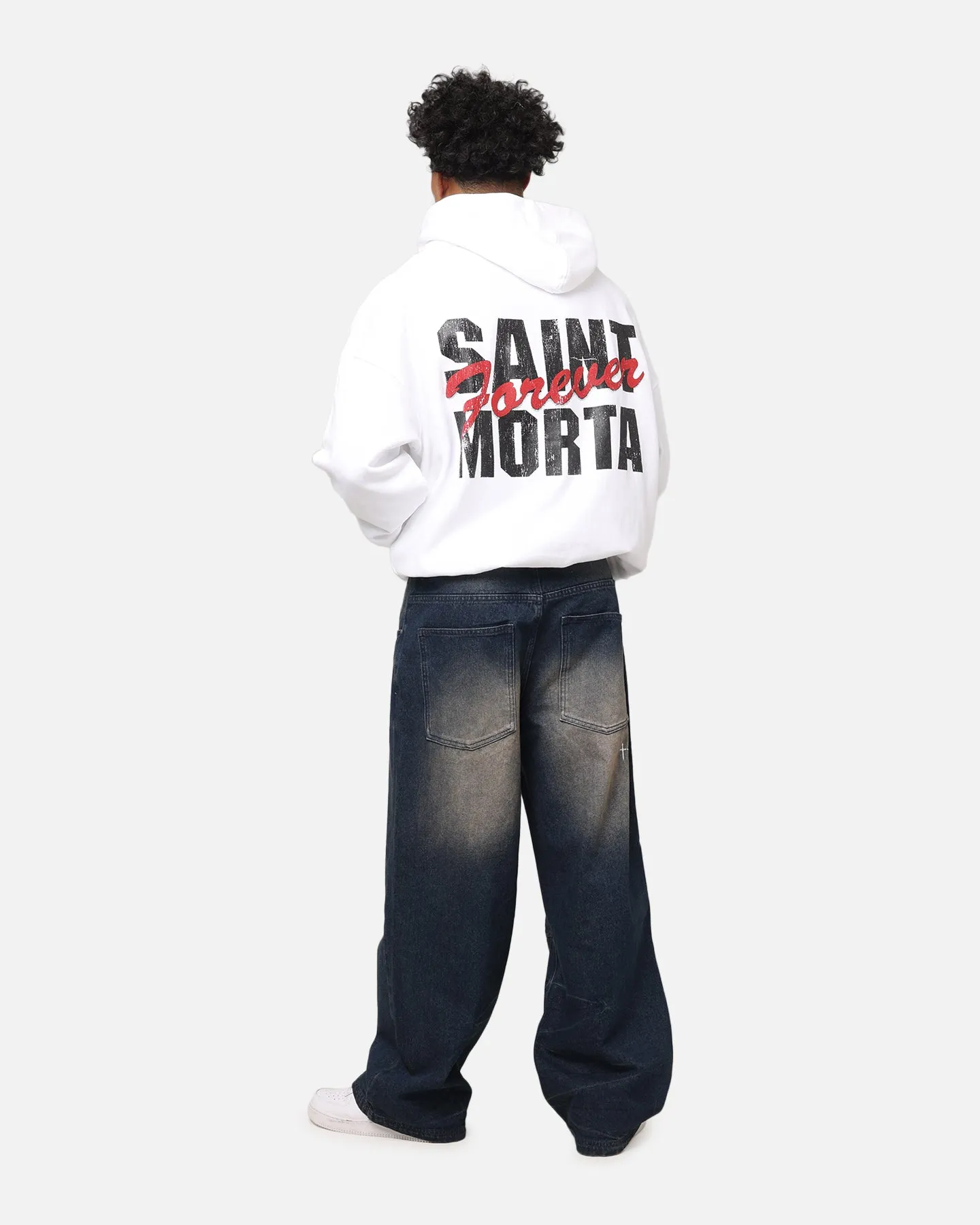 Saint Morta Forever Boxy Hoodie White stretchy texture
