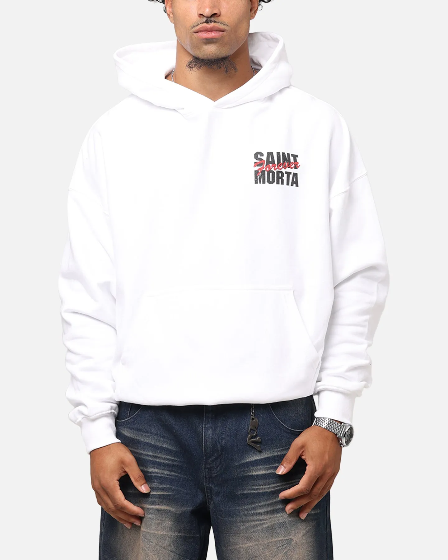 Saint Morta Forever Boxy Hoodie White horseback riding outfit