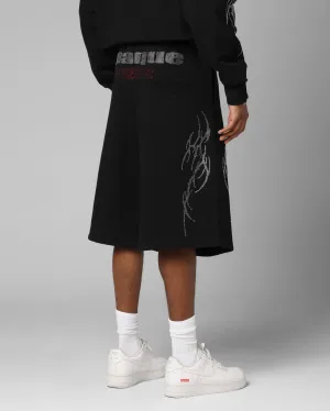 Snag Free Zipper Non Restrictive Fit Loiter Opaque Sweat Shorts Black