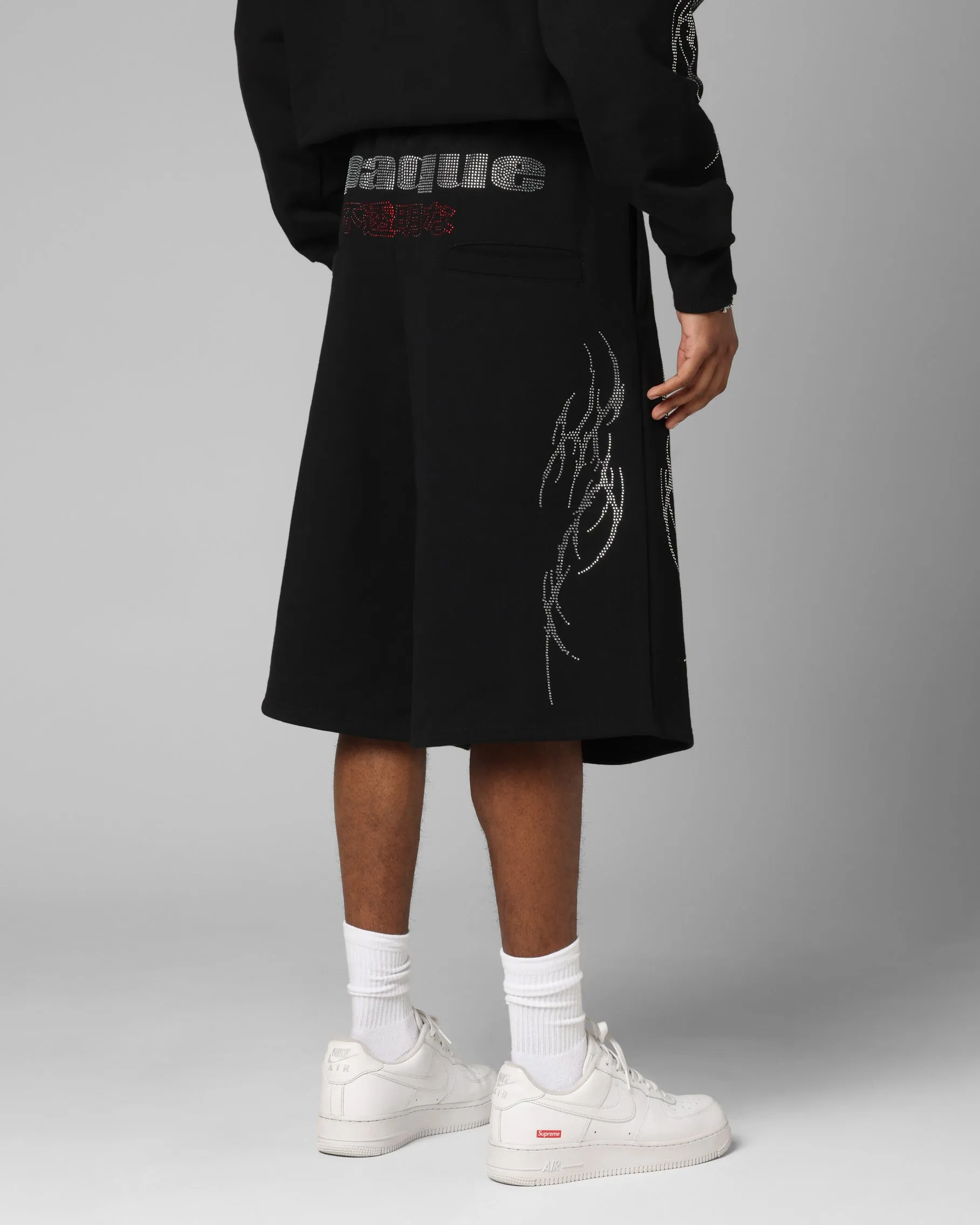 Snag Free Zipper Non Restrictive Fit Loiter Opaque Sweat Shorts Black