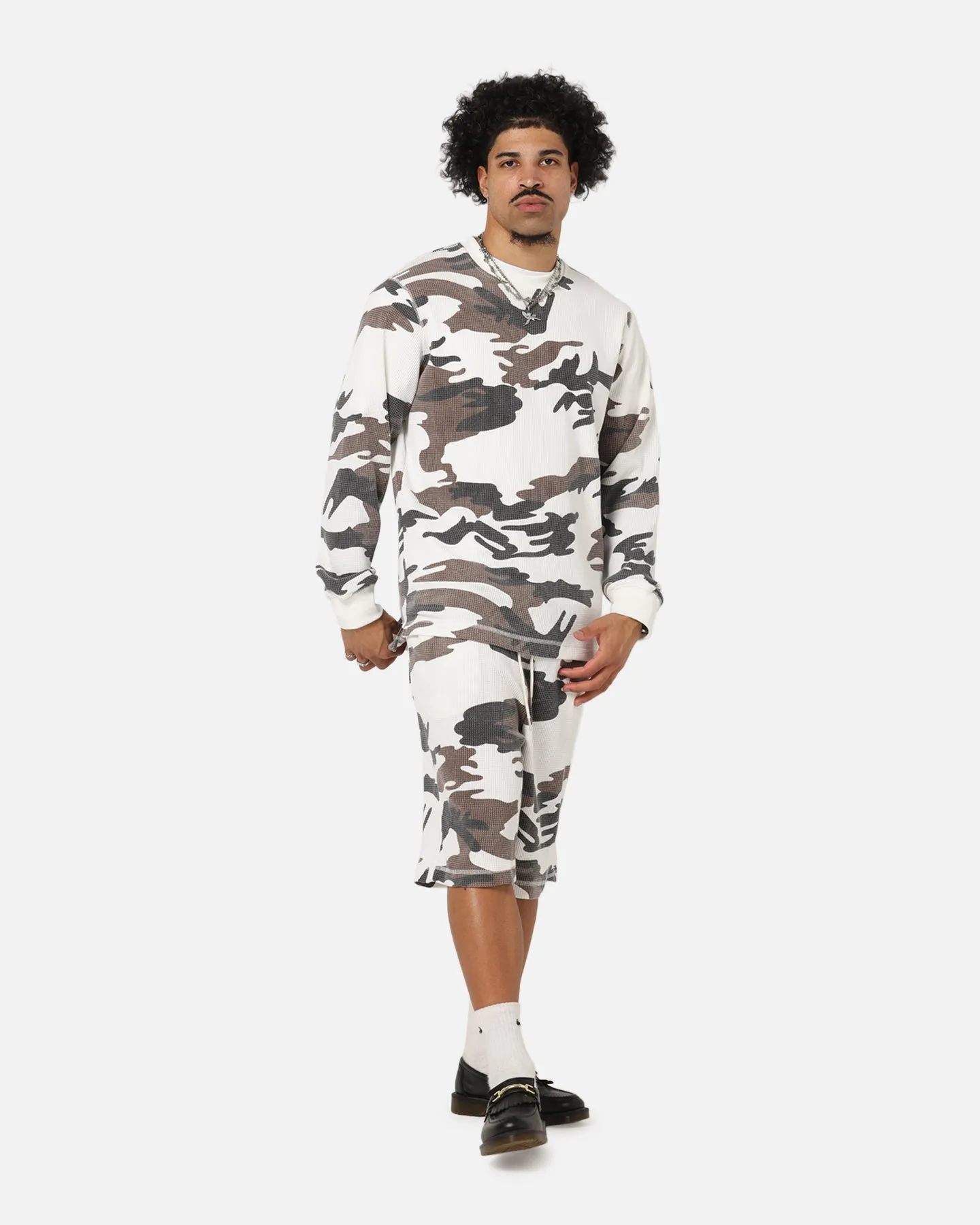 XXIII Printed Thermal Shorts Snow Camo Quick Release Fastener Elastic hem