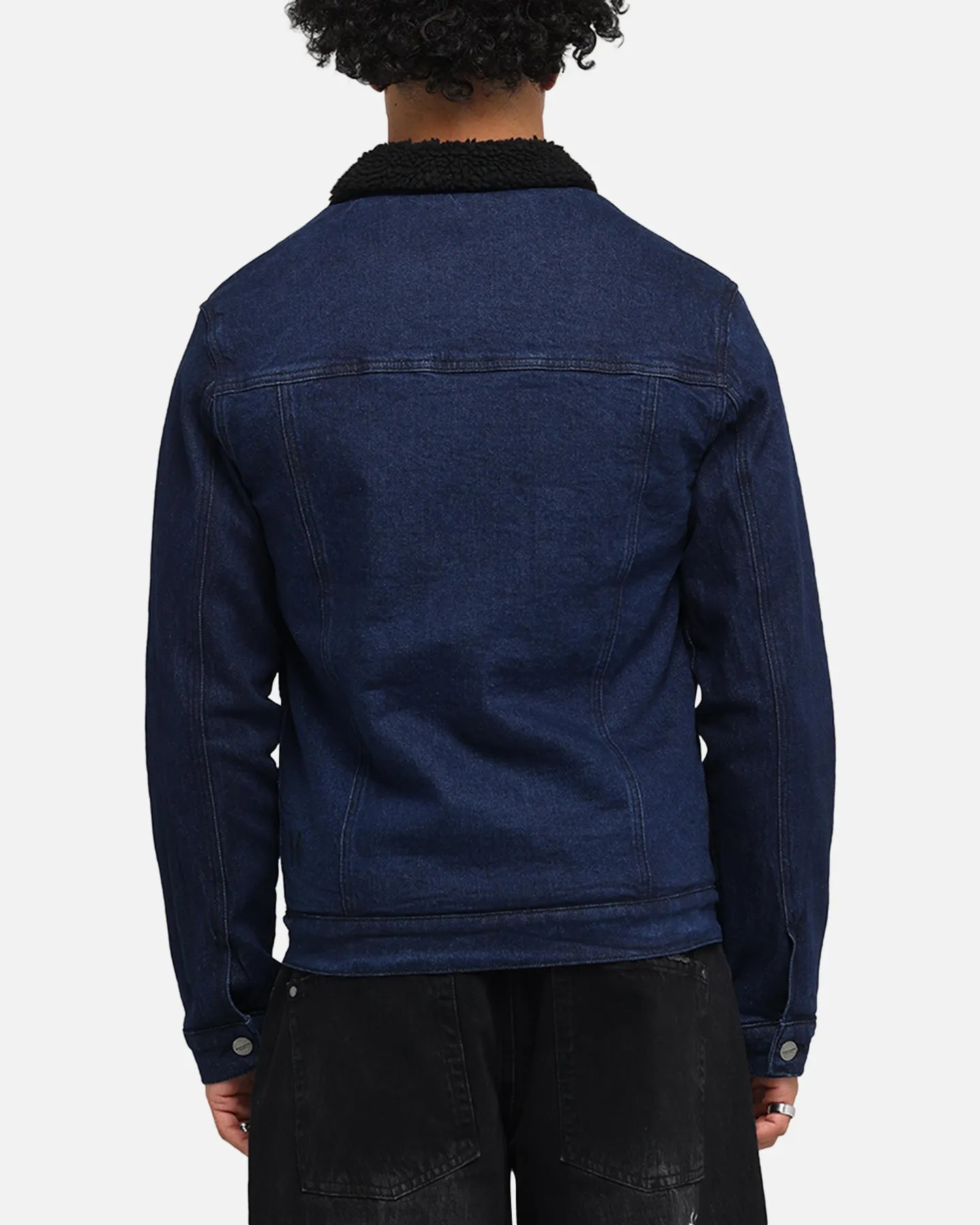 Saint Morta Sherpa Denim Zip Jacket Indigo/Black Reinforced Seams