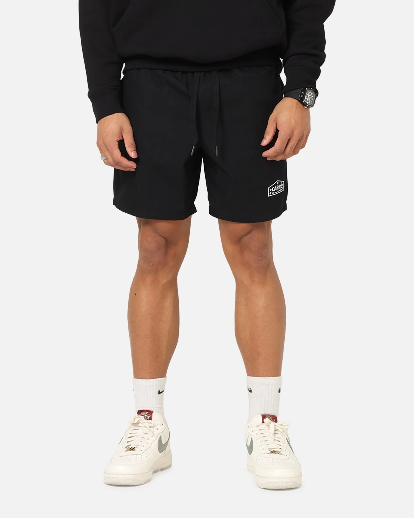 Minimalist Style Easy Layering Carre Block Star Beach Shorts Black