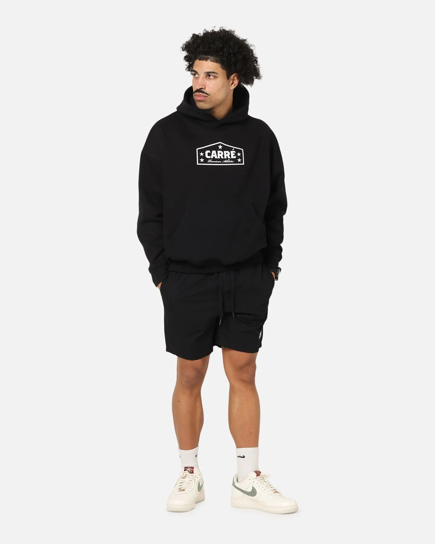 nylon blend Carre Block Star Beach Shorts Black