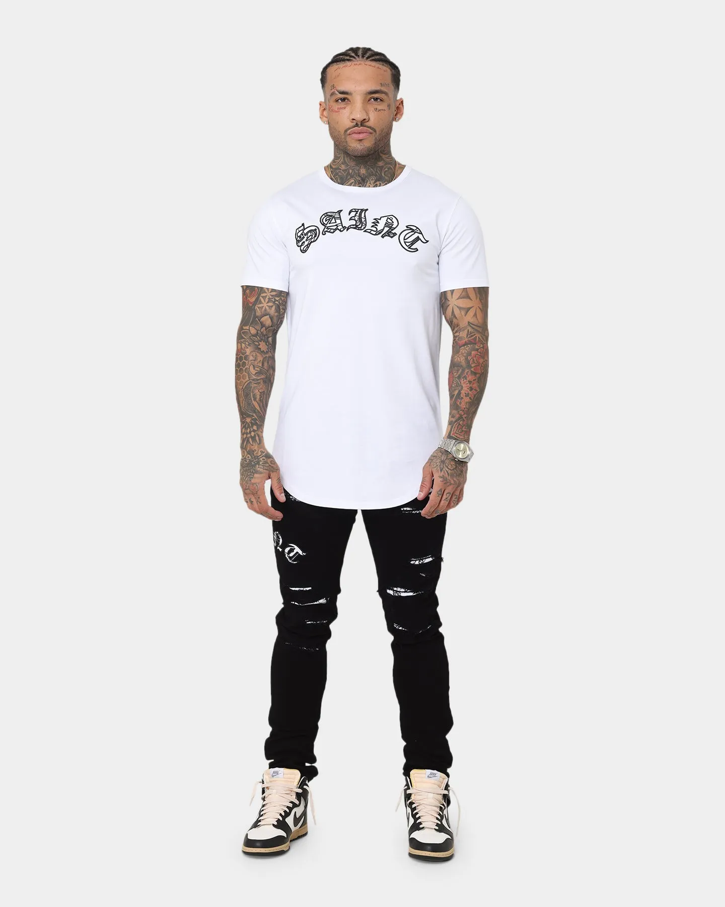 Saint Morta Gothic Paisley El Duplo Short Sleeve T-Shirt White/Black Eco-friendly