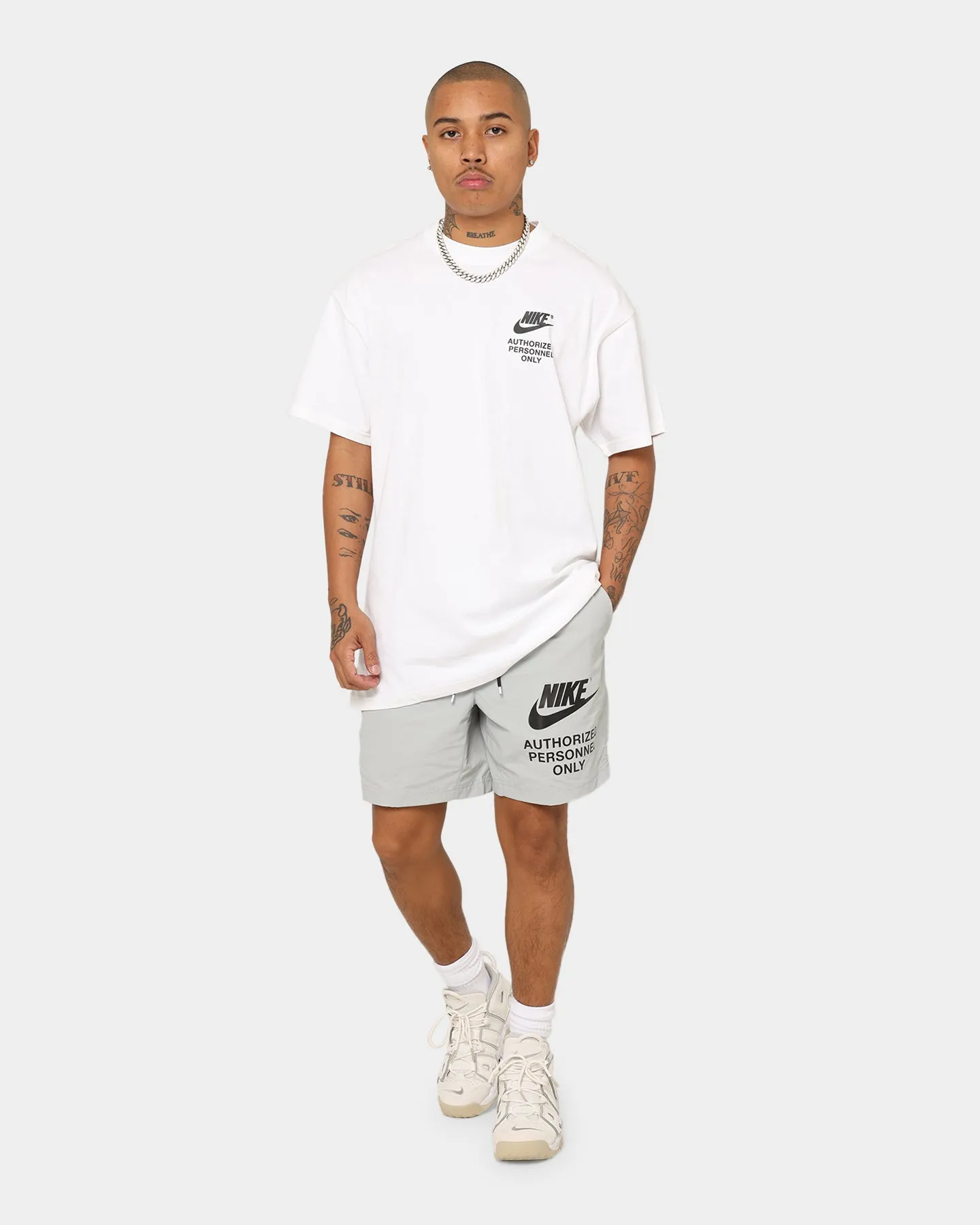 Wrinkle Resistant Texture School Uniform Nike Sportswear Authorized Personnel T-Shirt White