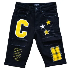 Capital "Chapel Hill" Denim Shorts (Black/Yellow) FlexFitTechnology