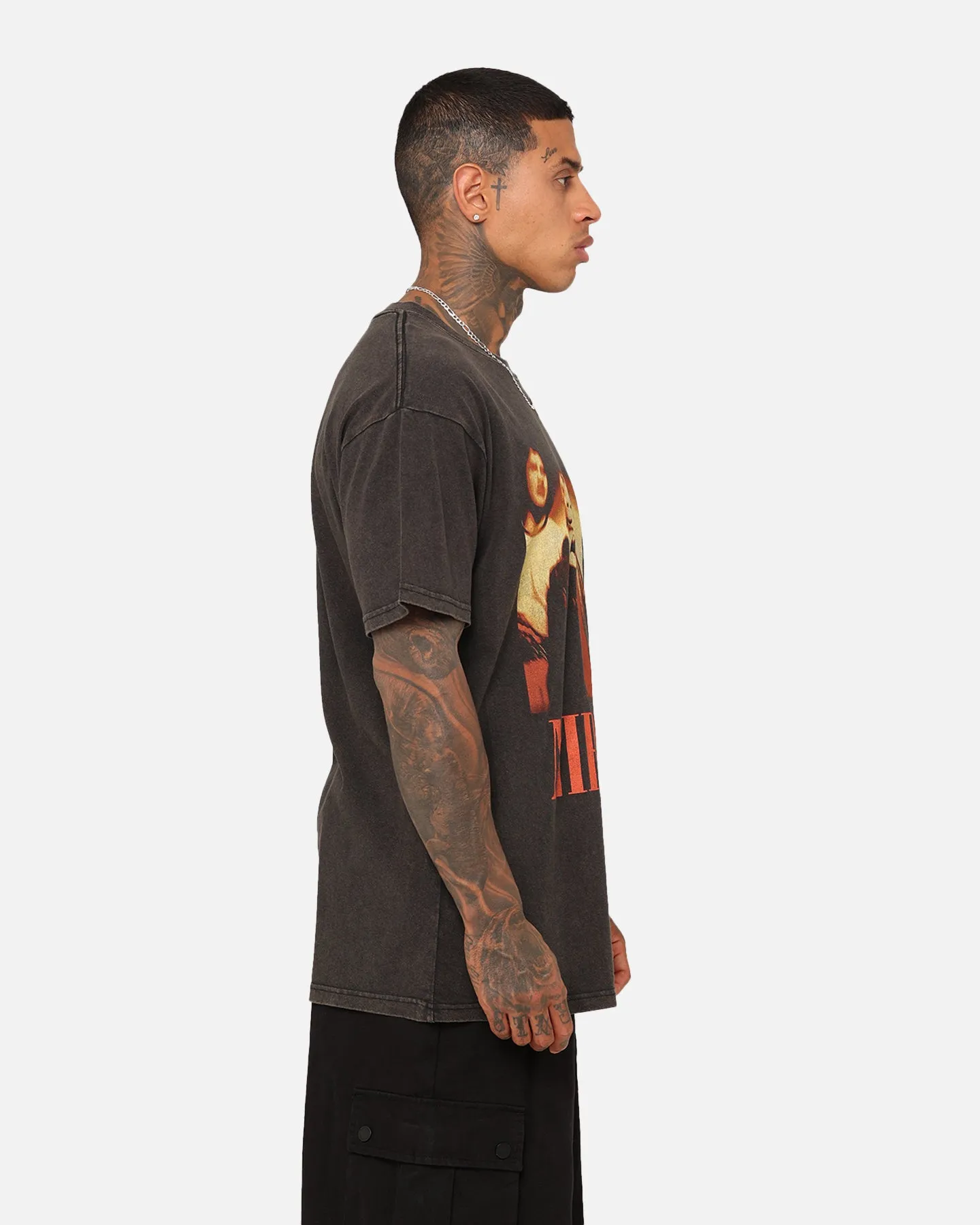 Holiday Trend Lightweight Weave Nirvana Round Photo Vintage T-Shirt Black Wash