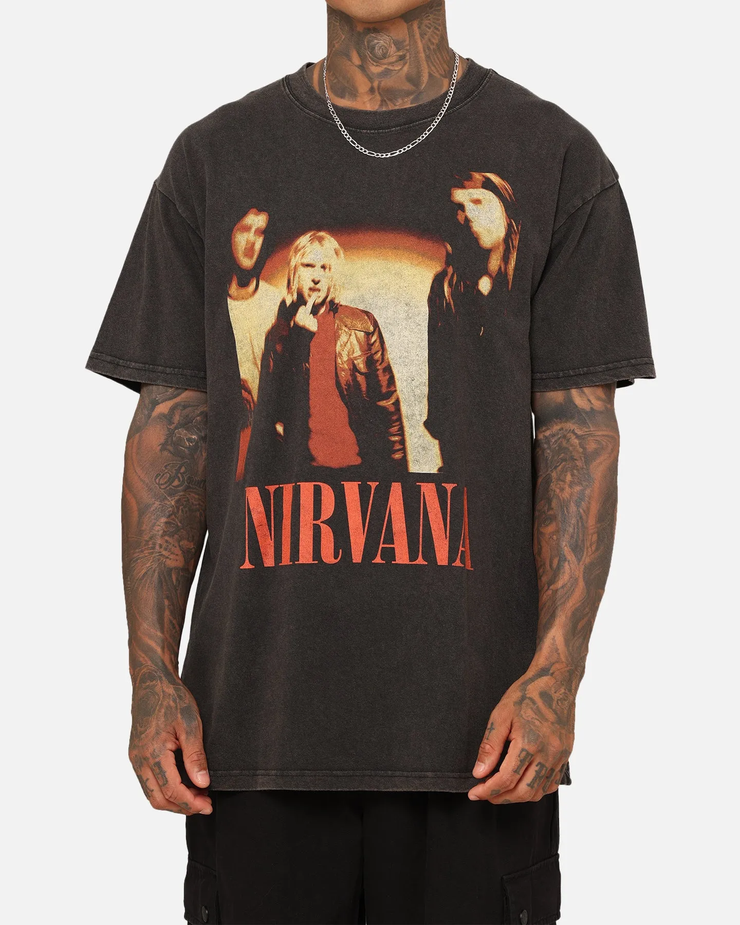AntiStaticLining Nirvana Round Photo Vintage T-Shirt Black Wash