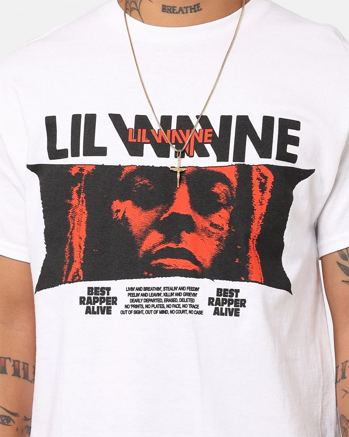 Printed Logo Cozy Vibe Wear Lil Wayne No White T-Shirt White