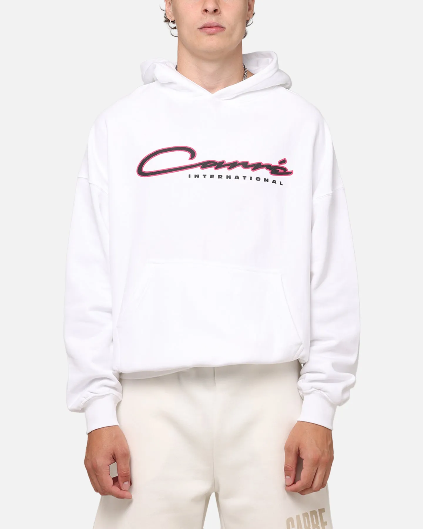 Carre Race Script Hoodie White Running wear High end feel