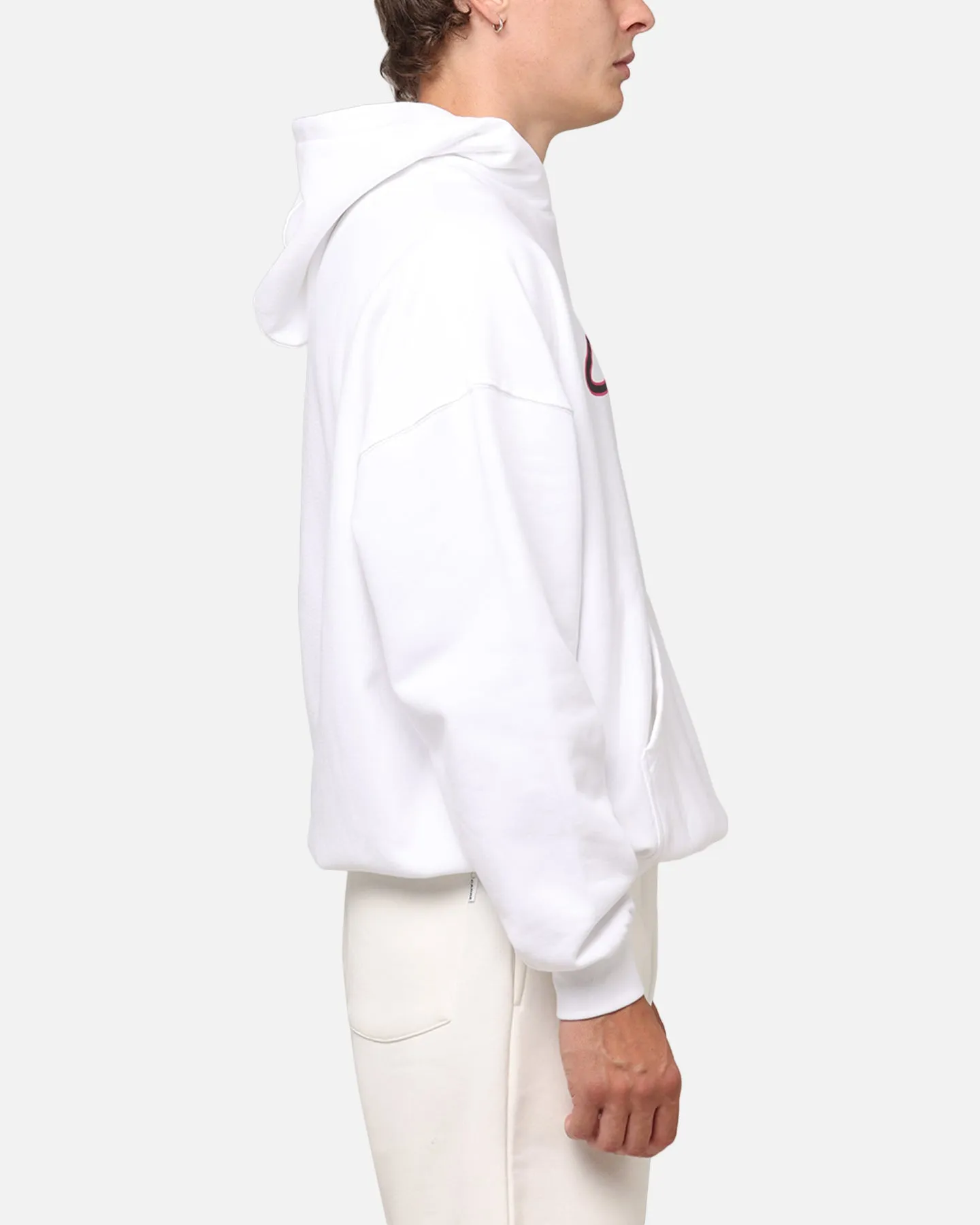Streetwear Style Wild boar like Carre Race Script Hoodie White