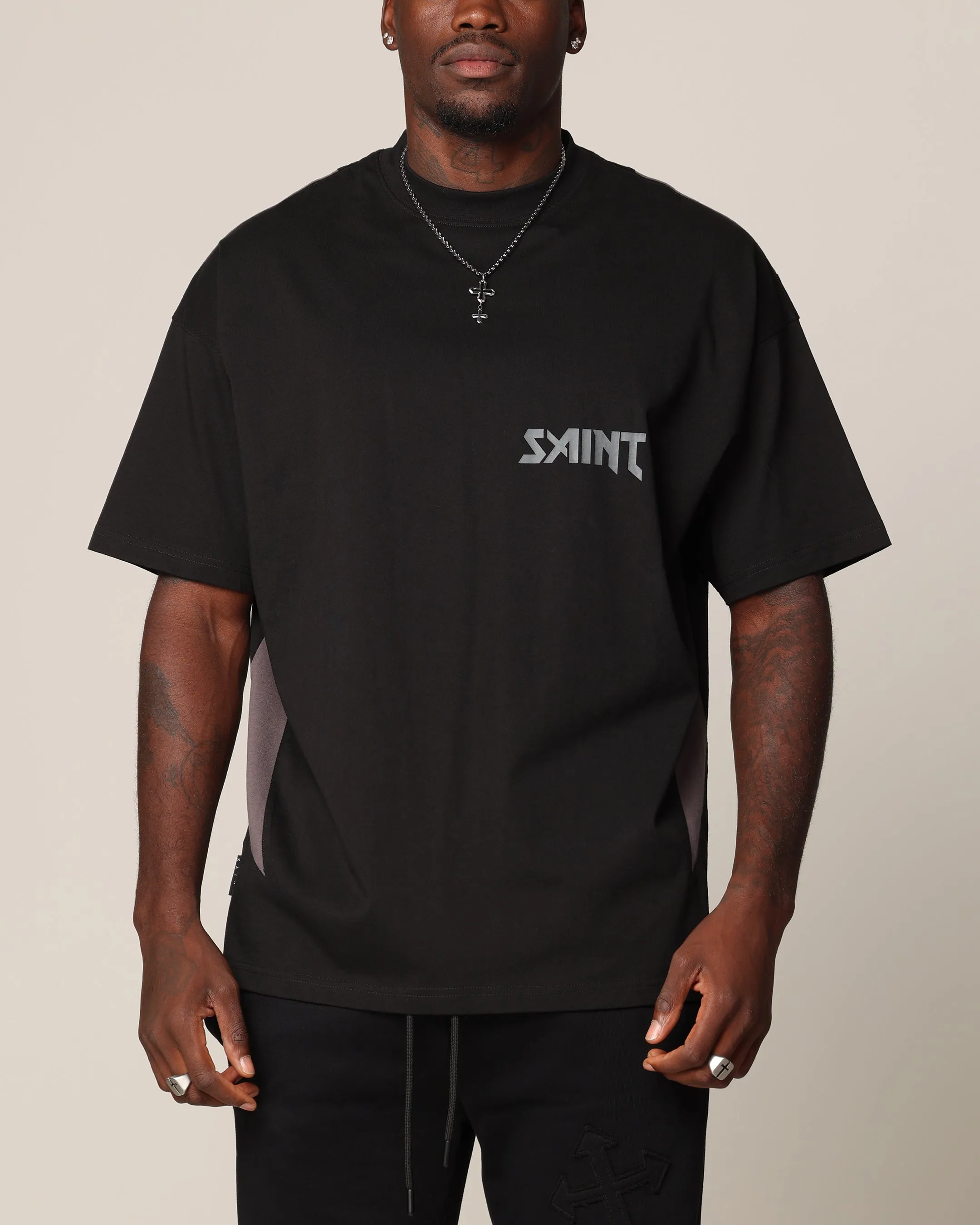 Classic Comfort Style Saint Morta Rage Boxy T-Shirt Black/Grey