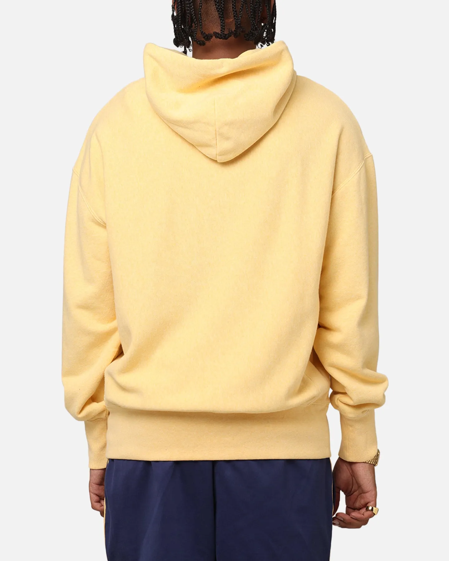 Linen blend Zip Up Style Champion Vintage Logo Sweatshirt Hoodie Yellow
