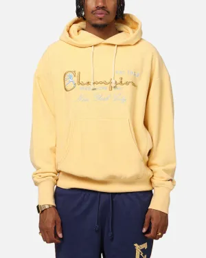 High Collar Coverage Champion Vintage Logo Sweatshirt Hoodie Yellow