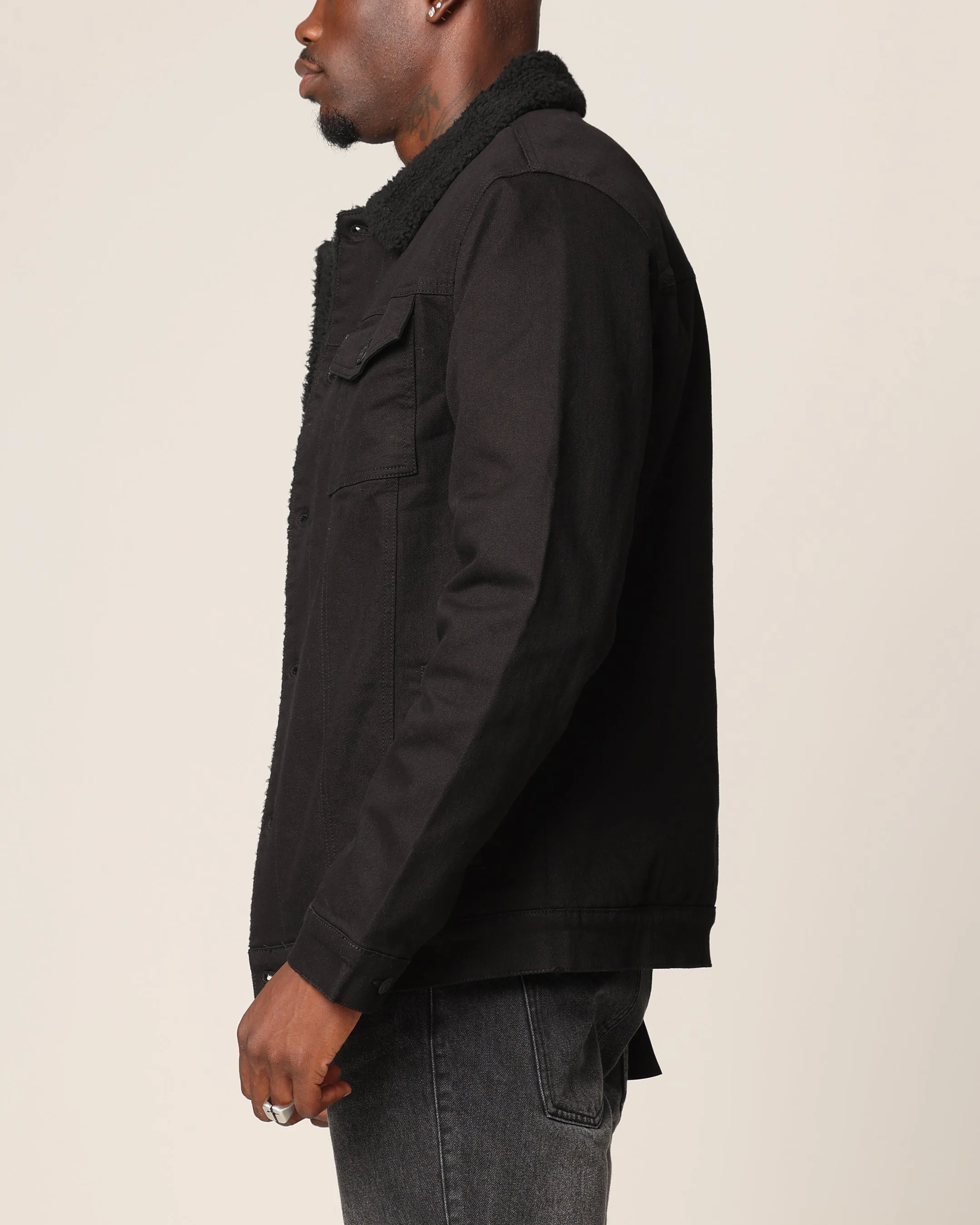 Saint Morta Sherpa Denim Jacket Black/Black Surfer Individual-sports
