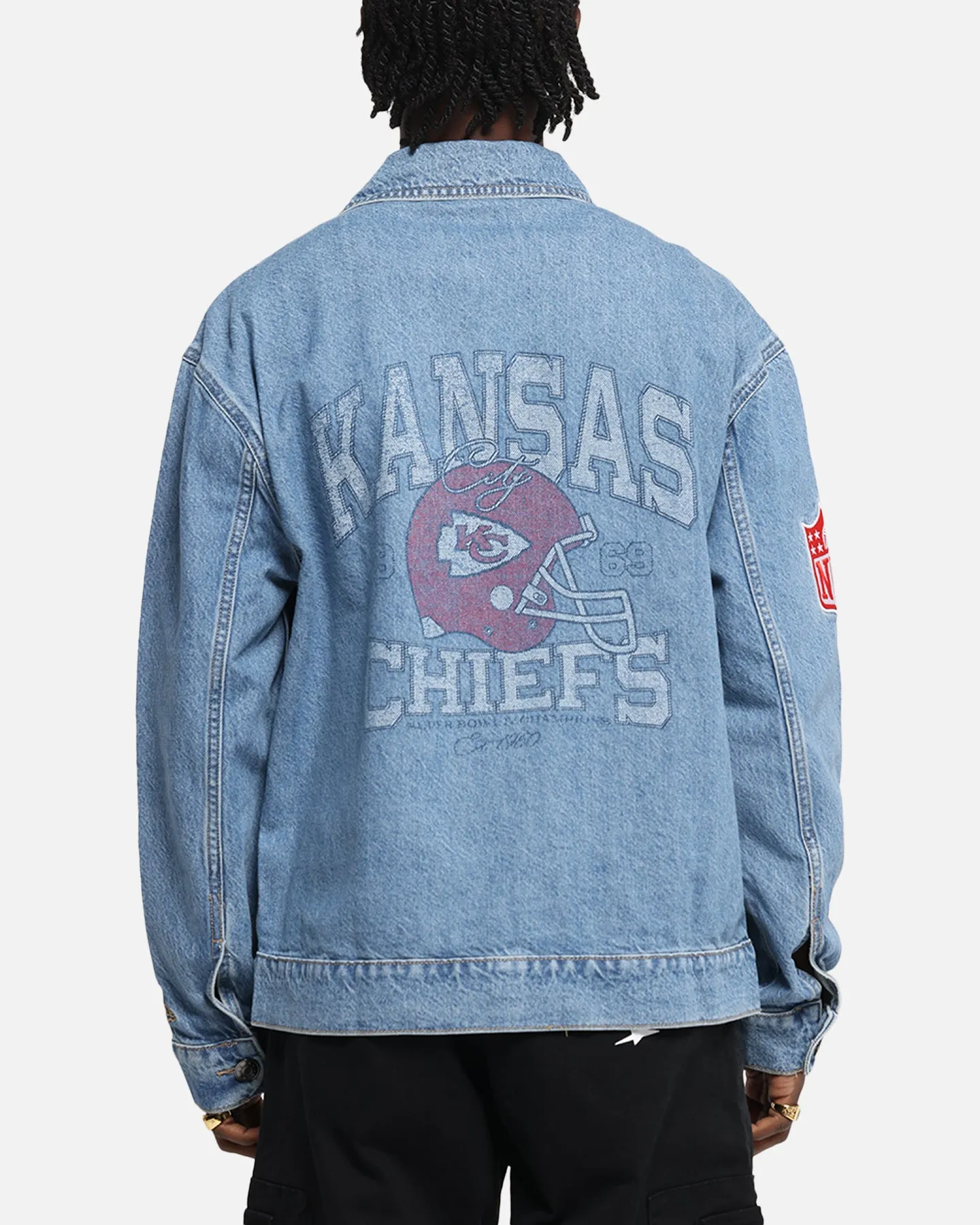 Versatile Layering New Era Kansas City Chiefs NFL Denim Jacket Dark Blue