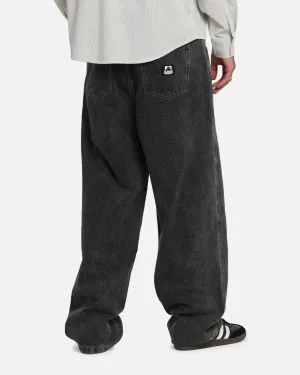Fashionable Waist X-Large Baggy Bull Denim 91 Pants Washed Black