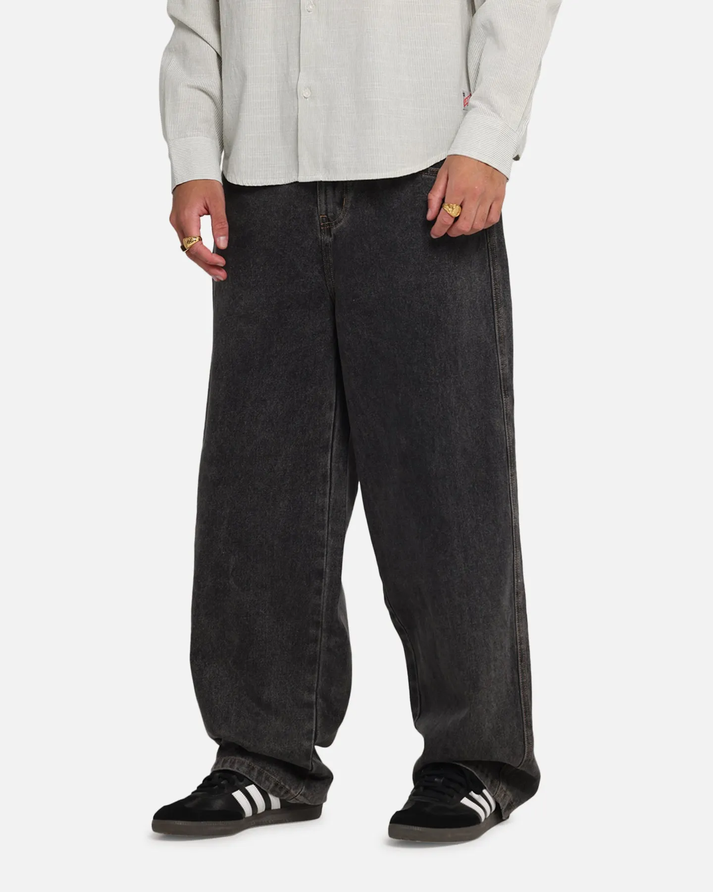 X-Large Baggy Bull Denim 91 Pants Washed Black Casual Edge