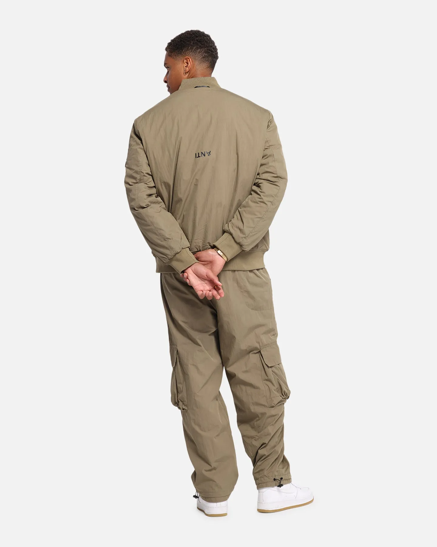 The Anti Order Anti Essential Oversized Bomber Jacket Dark Taupe Socks