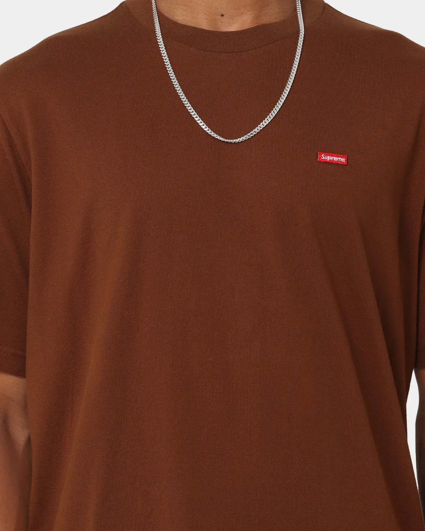 Trendy Vibes Wear Pilling Resistant Finish Supreme Small Box T-Shirt Brown