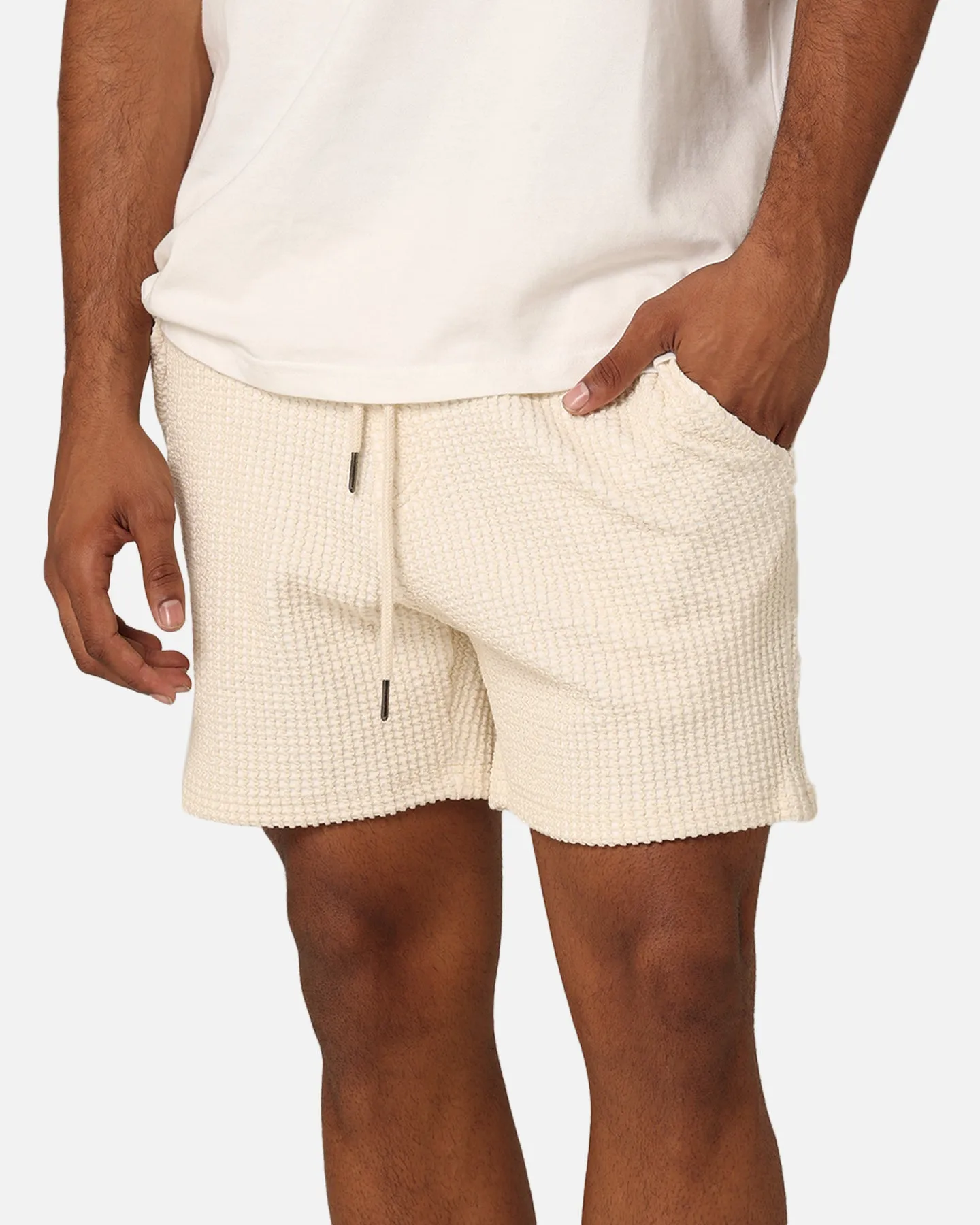 Earth Tones XXIII Ozzy Waffle Shorts Cream