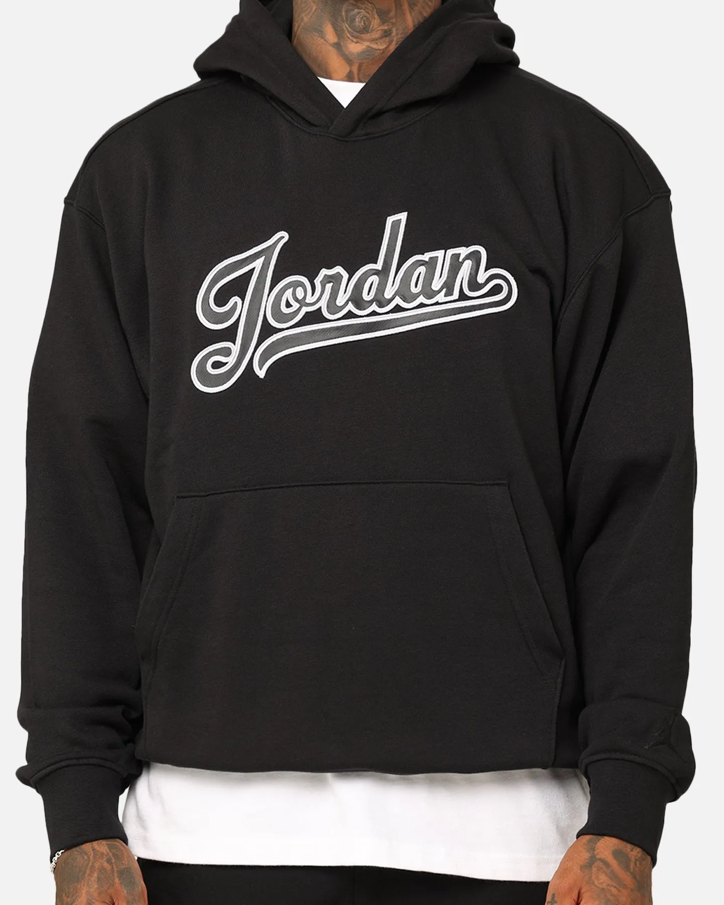 Jordan Flight MVP Fleece Pullover Hoodie Black Kangaroo Pocket Style