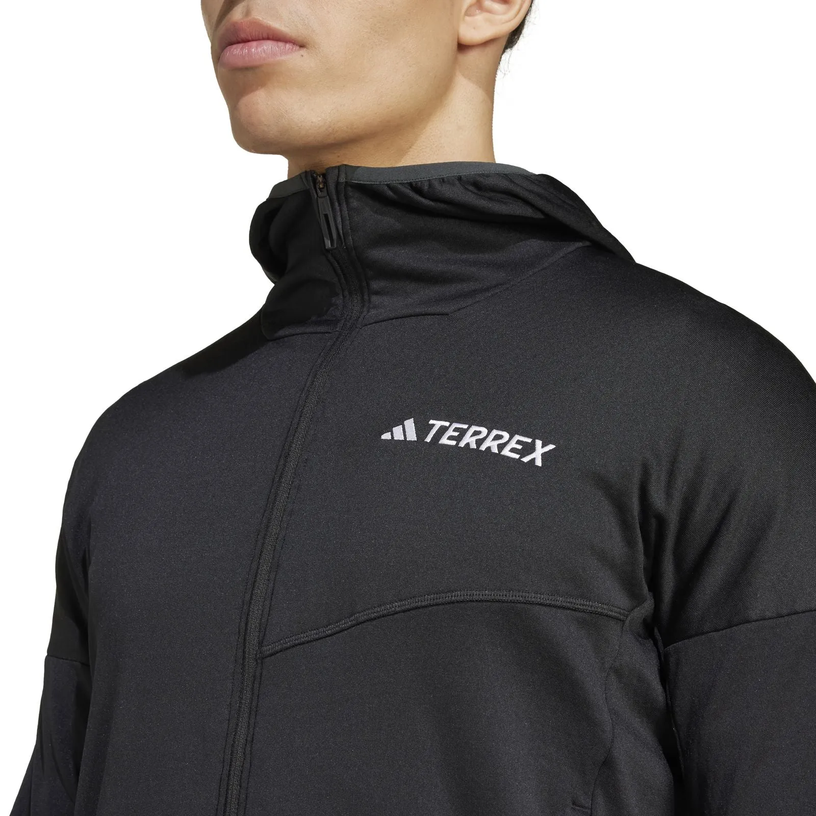 adidas Terrex Xperior CLIMAWARM Light Fleece Hooded Jacket plus-size Storm Resistant Closure