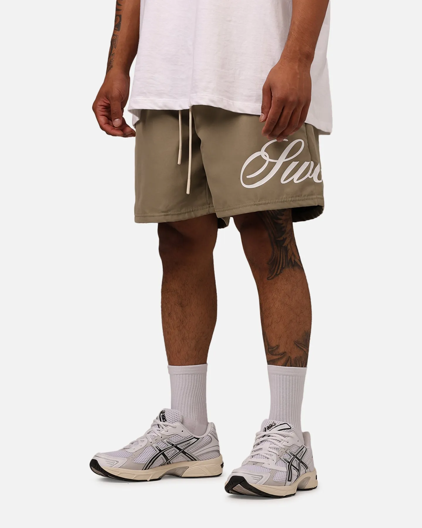 checkered pattern Sworn To Us Spirit Angel Swim Shorts Mushroom
