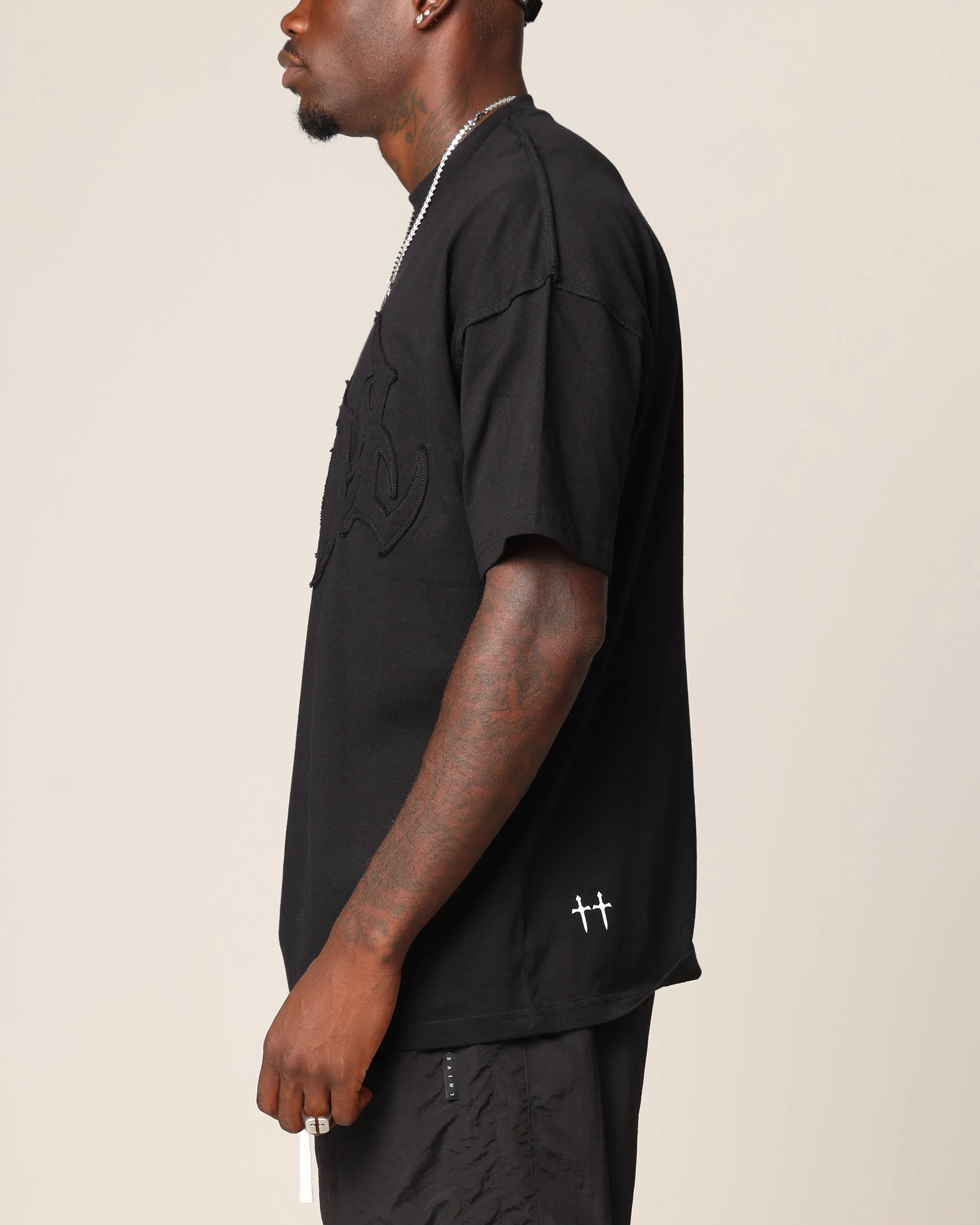 Recycled Polyester Blend Saint Morta Rodeo Metal Boxy T-Shirt Black