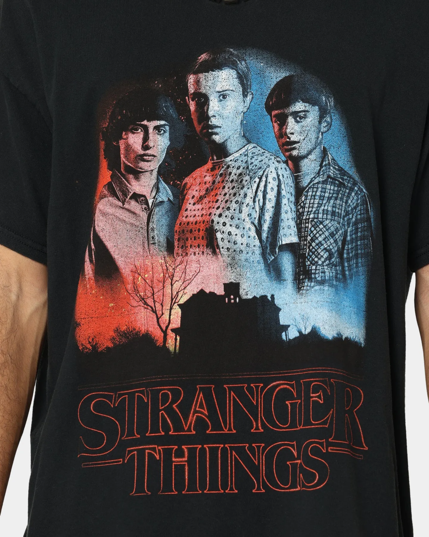 Goat Crew X Stranger Things Beginning Vintage T-Shirt Washed Black Tagless Comfort