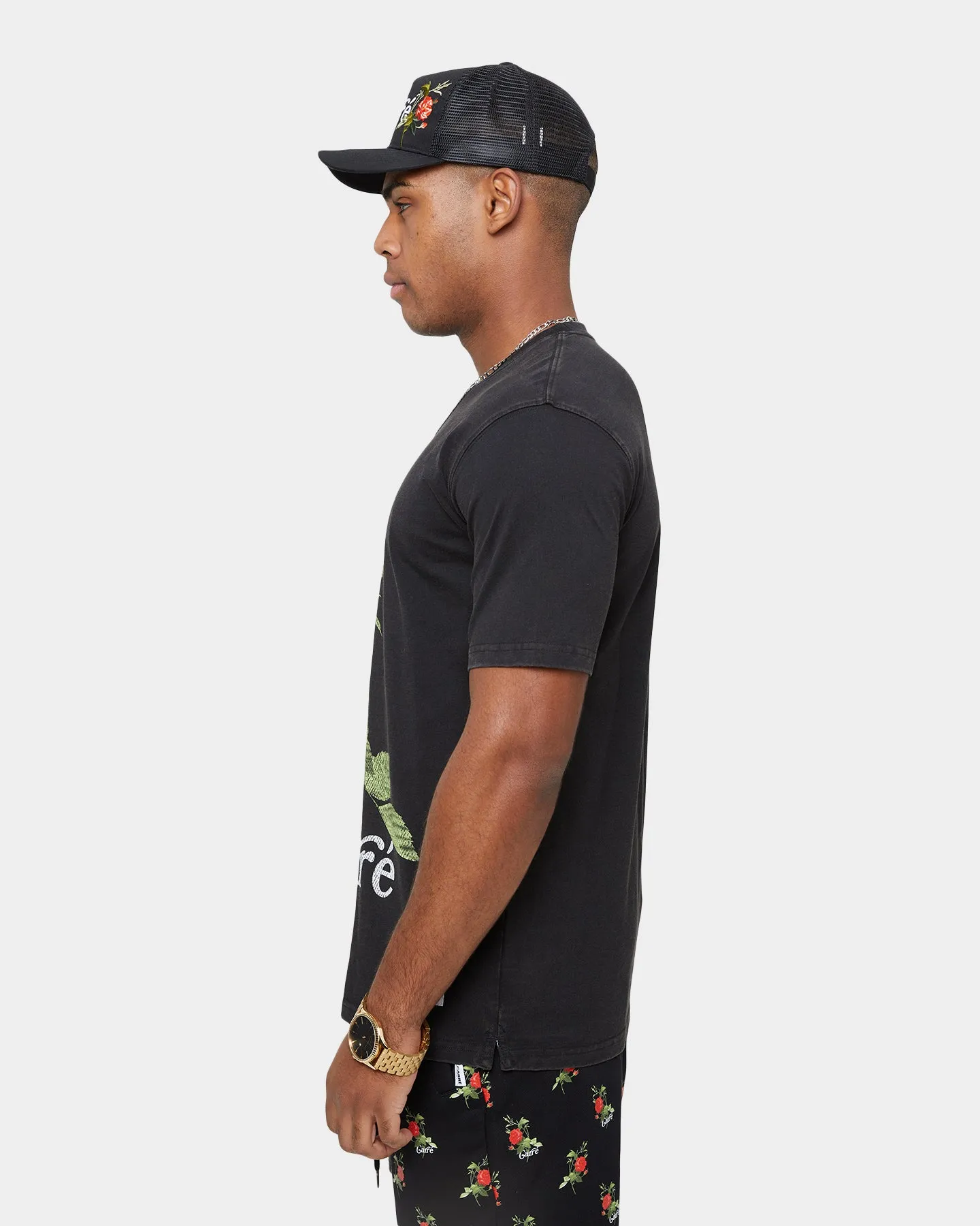 Carre Ament Vintage Classic Short Sleeve T-Shirt Washed Black Pocket Design Lightweight Fashion