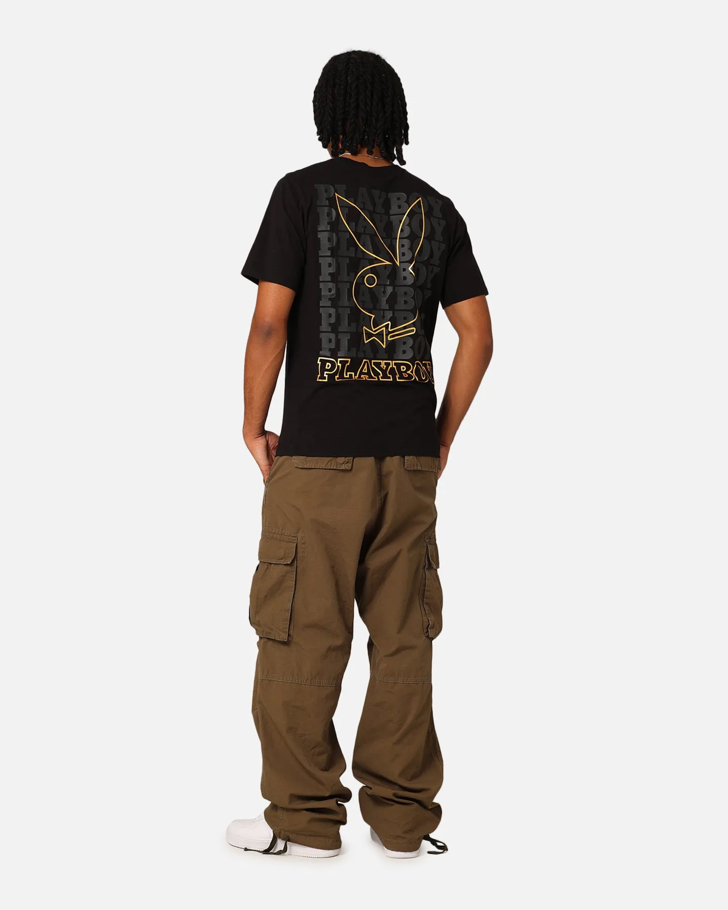 Modern Twist BiodegradableMaterial Playboy Linear Classic Bunny Stack T-Shirt Washed Black