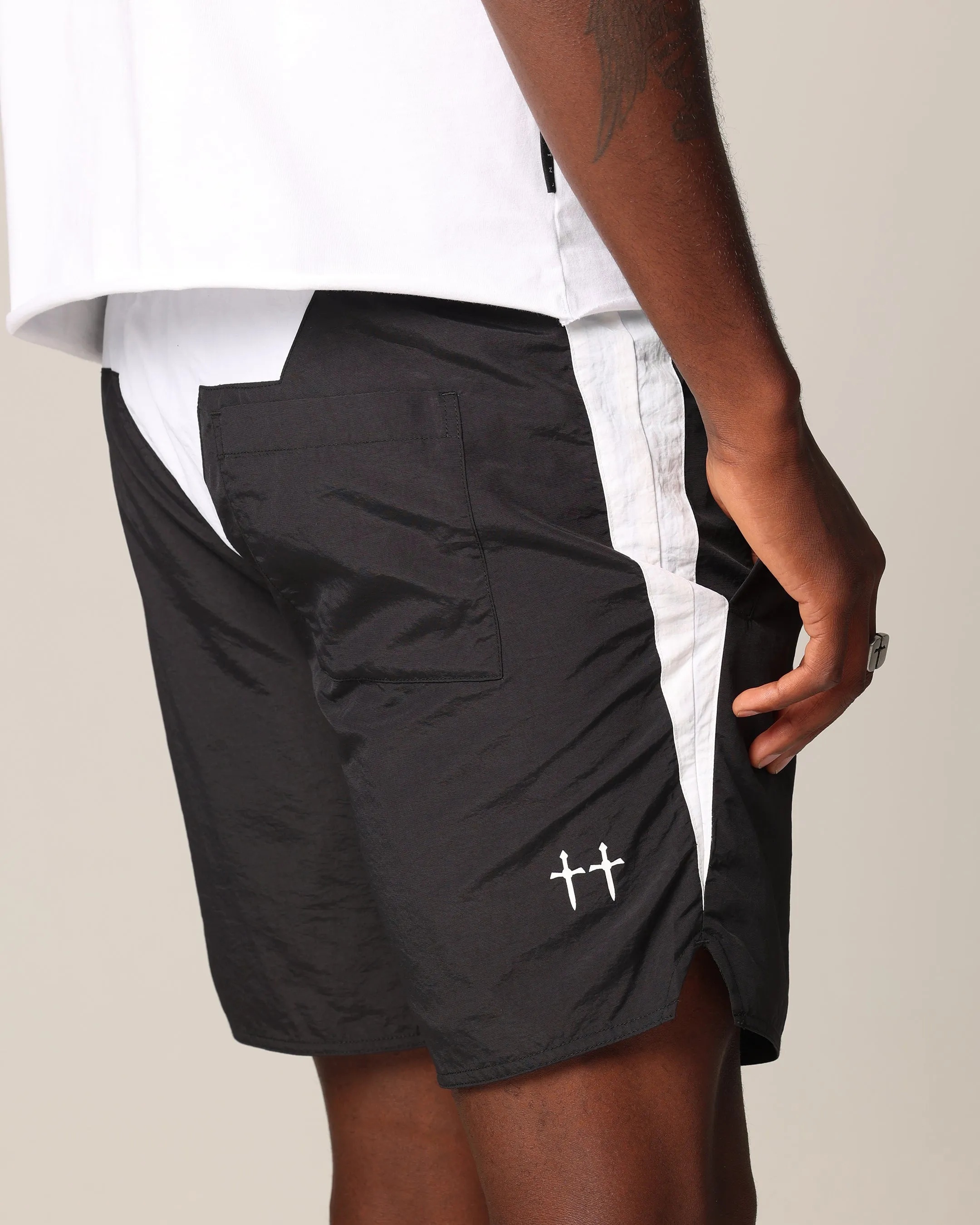 Durable Weave Fabric Swimwear Saint Morta Relic Nylon Shorts Black/White