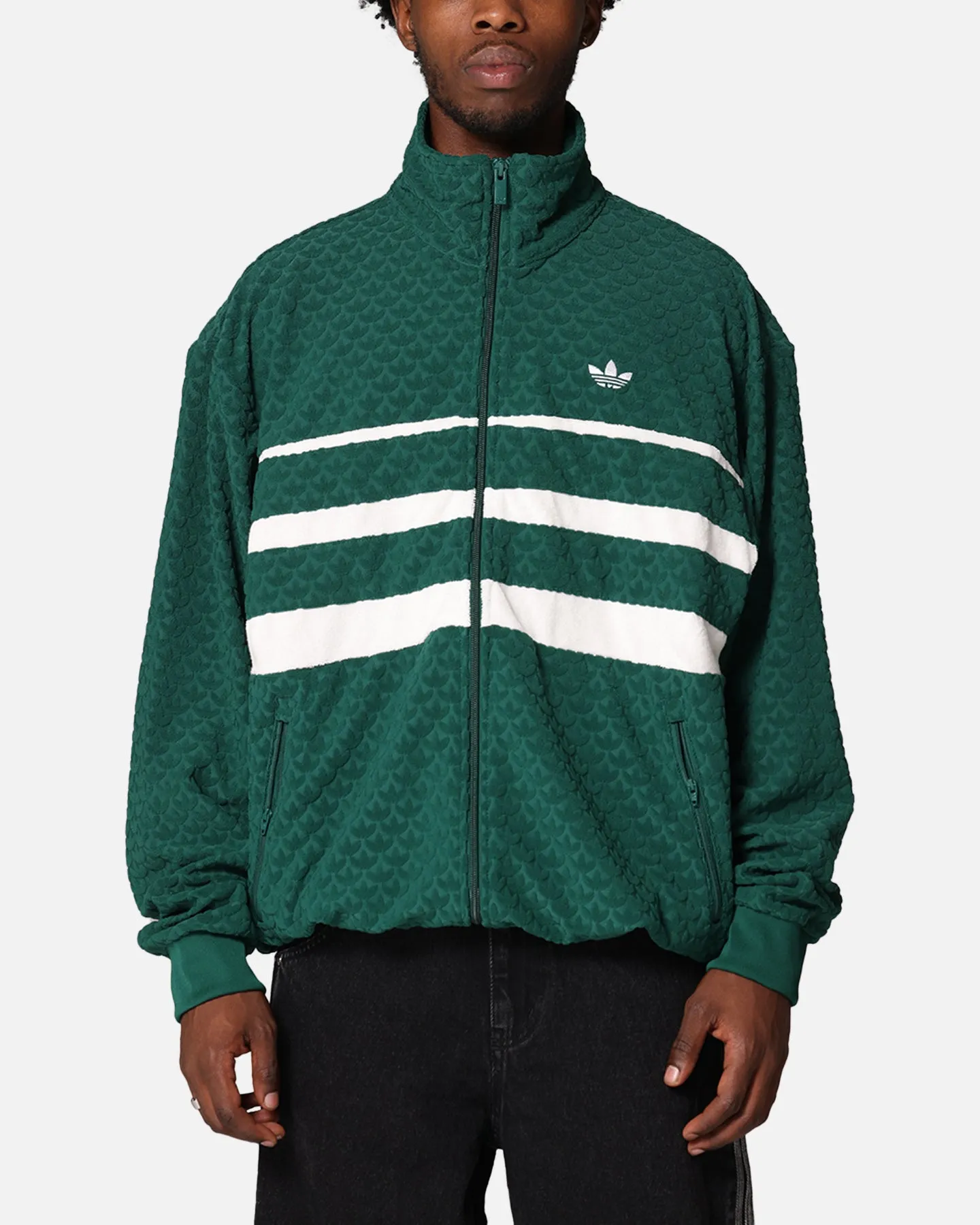 Structured Fit Adidas Monogram Track Top Jacket Green
