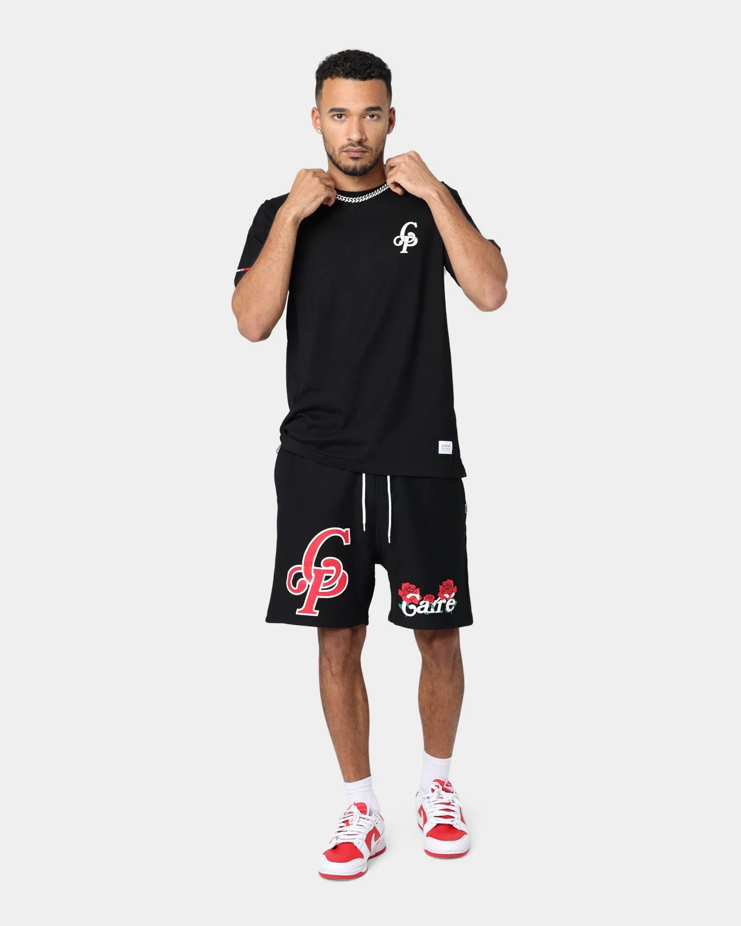 Casual Active Carre Volle Rose Sweat Shorts Black