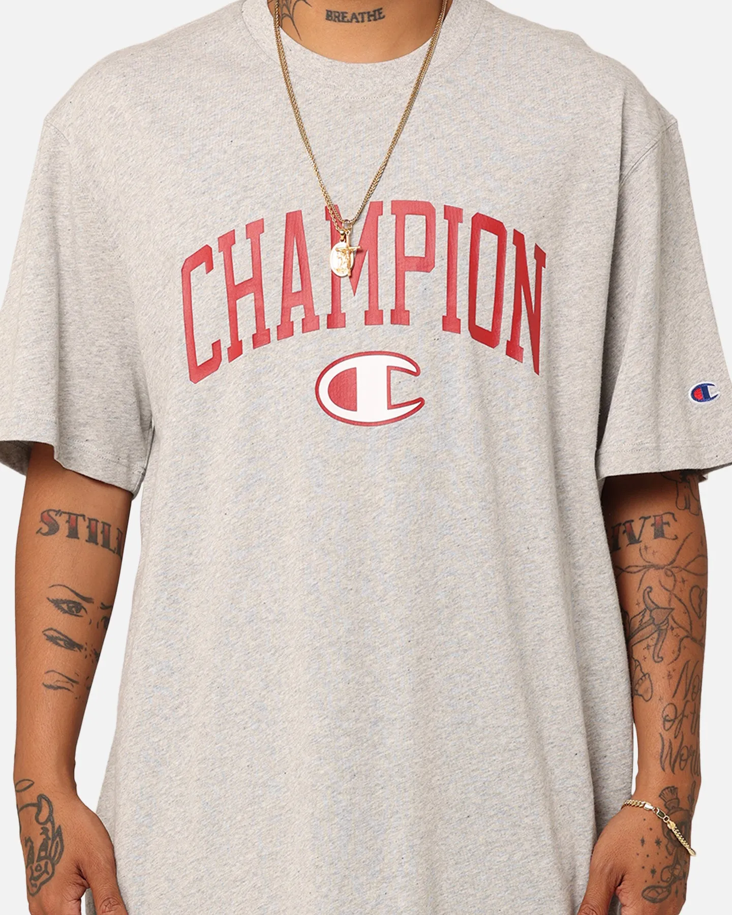 Anti Bacterial Treatment Champion Large Graphic T-Shirt Rubis