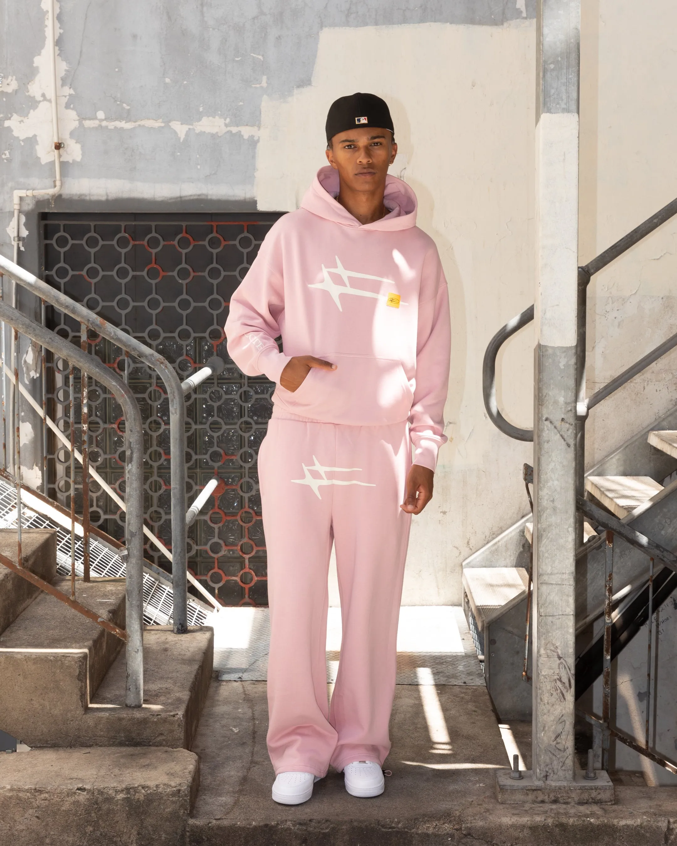 Coffee Shop Vibes Fashion Energy Loiter Hybrid Premium Hoodie Dusty Pink